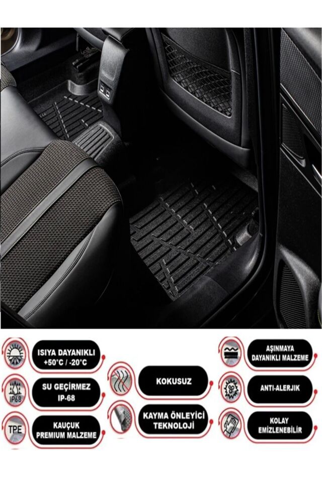 Toyota Corolla 2001-2006 Hatchback 4D Araca Özel Havuzlu Kokusuz Paspas Takımı