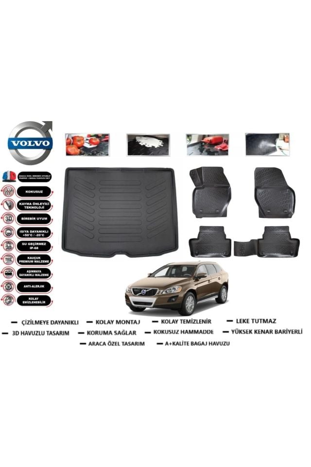 Volvo XC60 2011 Model Bagaj Havuzu Araca Özel Paspas Takımı Prrox