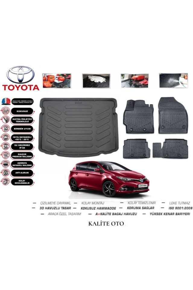 Toyota Auris 2015 Model 3D Bagaj Havuzu+4D Havuzlu Paspas Seti