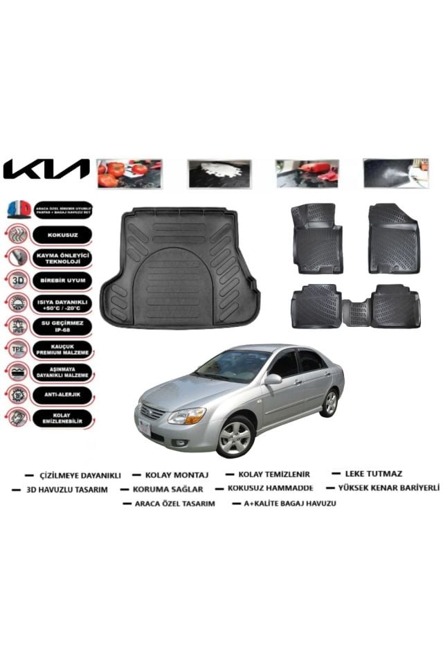 Kia Cerato 2007 Model Bagaj Havuzu Araca Özel Paspas Takımı Prrox