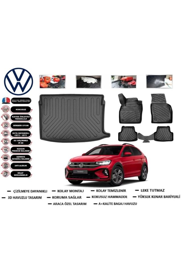 Volkswagen Taigo 2020 Model Üst Bagaj Havuzu Araca Özel Paspas Takımı Prrox