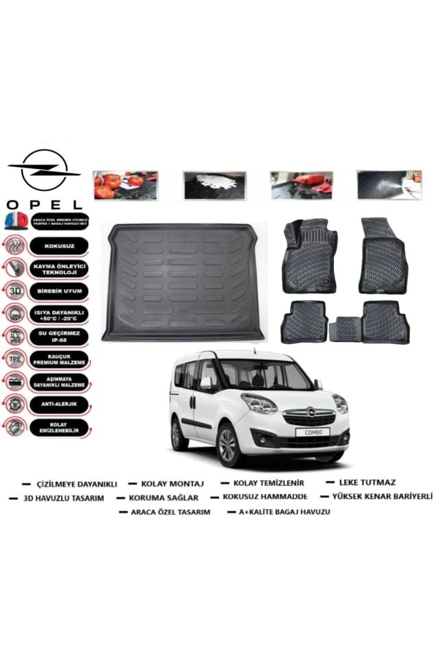 Opel Combo 2013 Model Bagaj Havuzu Araca Özel Paspas Takımı Prrox