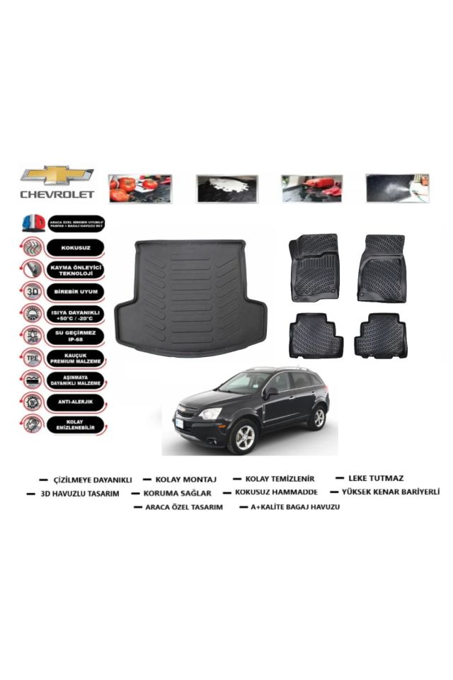 Chevrolet Captiva 2016 Model Bagaj Havuzu Araca Özel Paspas Takımı Prrox