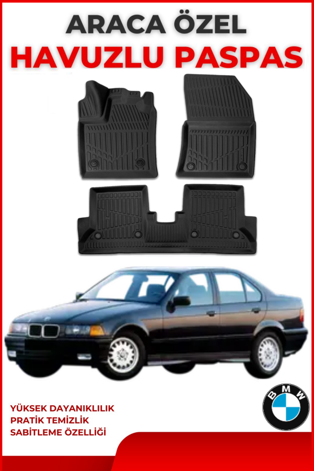 Bmw E36 1990-2000 4.5D Plus Havuzlu Siyah Paspas Takımı Yumuşak