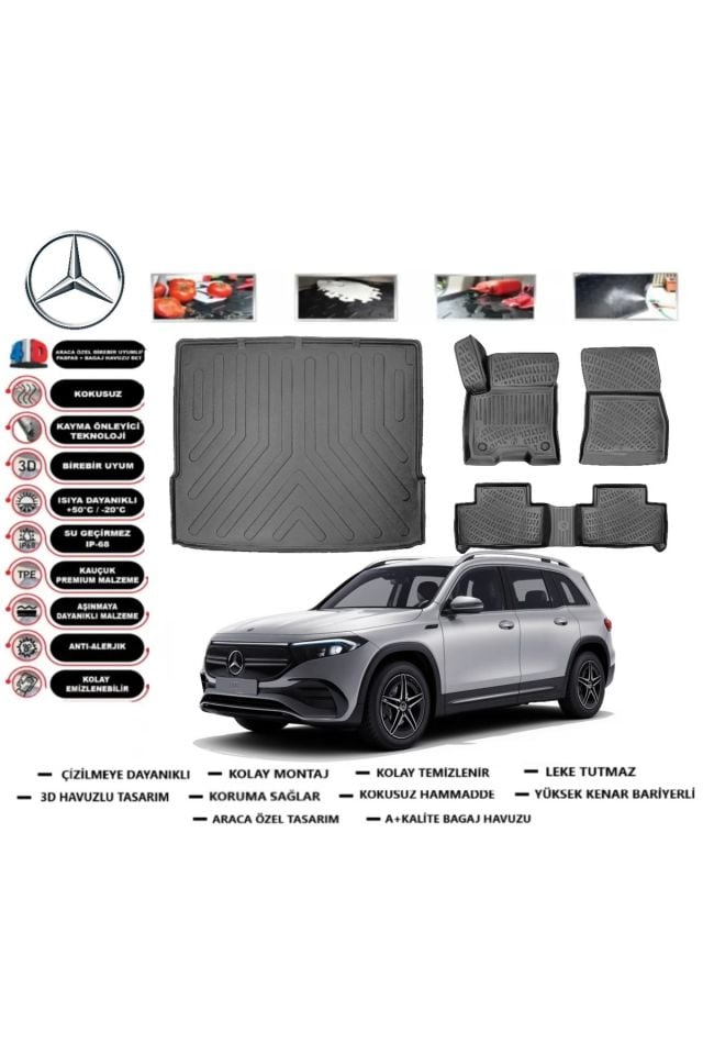 Mercedes EQB  2022 Model Bagaj Havuzu Araca Özel Paspas Takımı Prrox