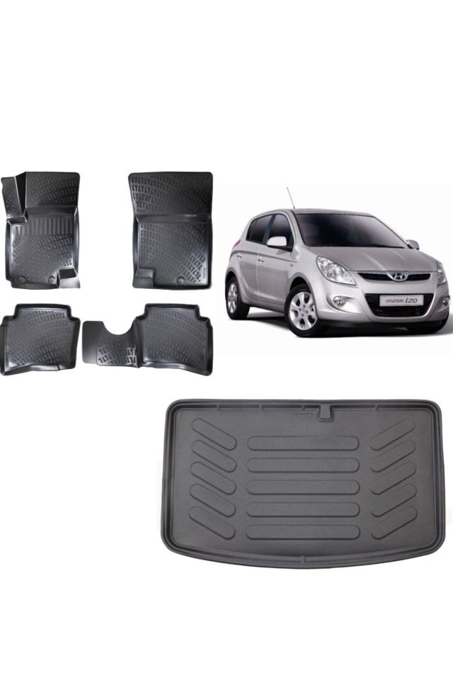 Hyundai i20 2013 Model 3D Bagaj Havuzu+3D Havuzlu Araca Özel Paspas Takımı
