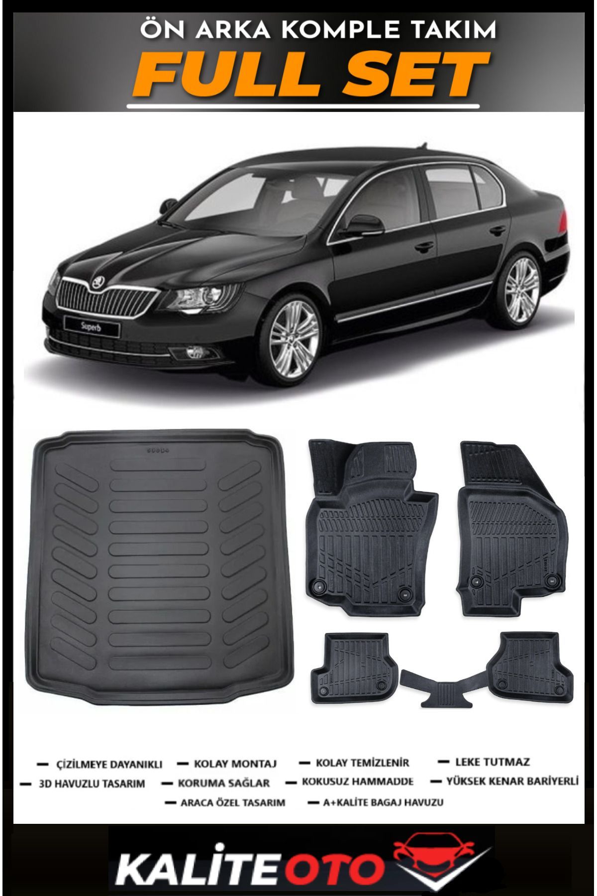Skoda Superb Bagaj Havuzu+4.5D Havuzlu Paspas Seti 2008 Model
