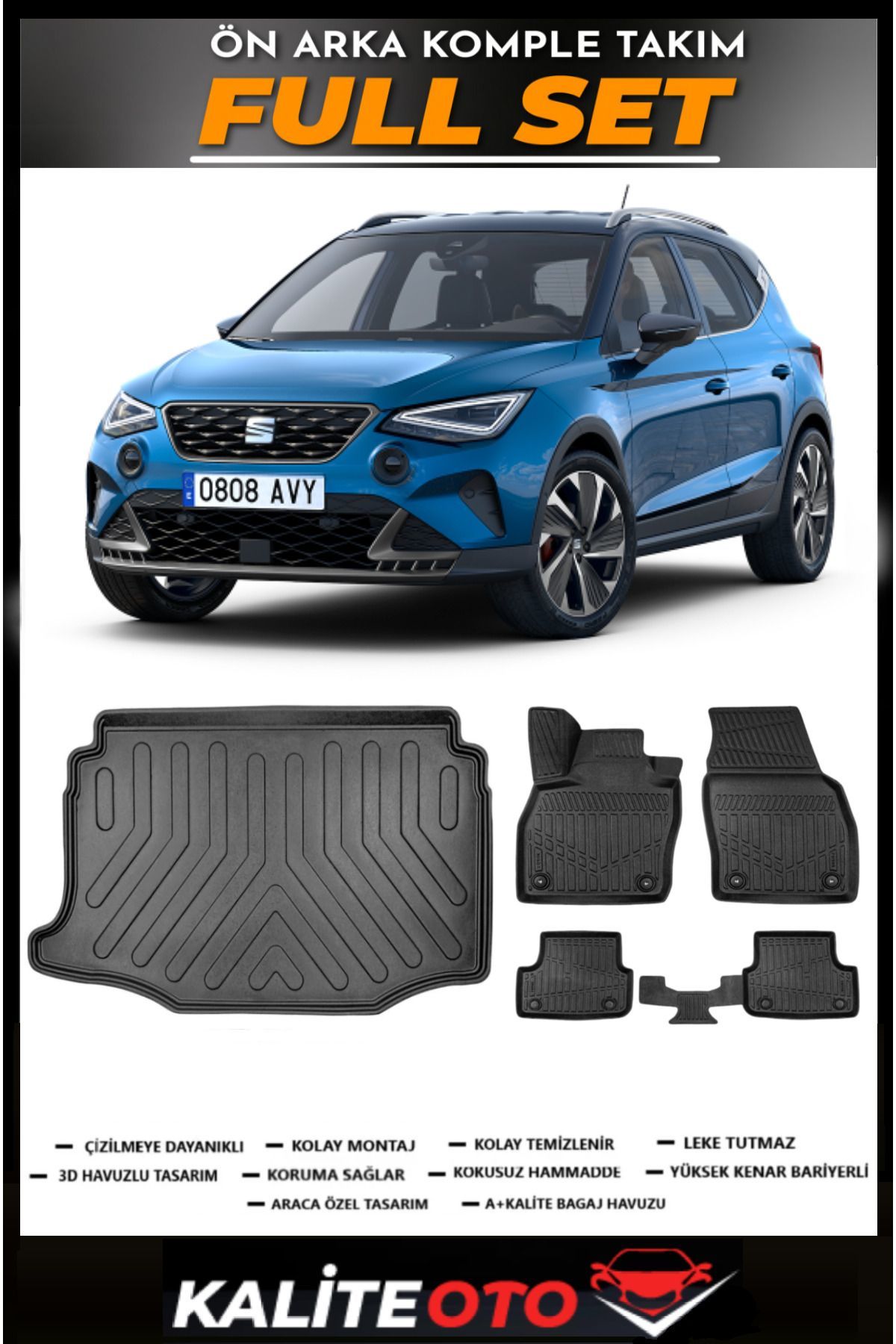 Seat Arona Alt Bagaj Havuzu+4.5D Havuzlu Paspas Seti 2023 Model