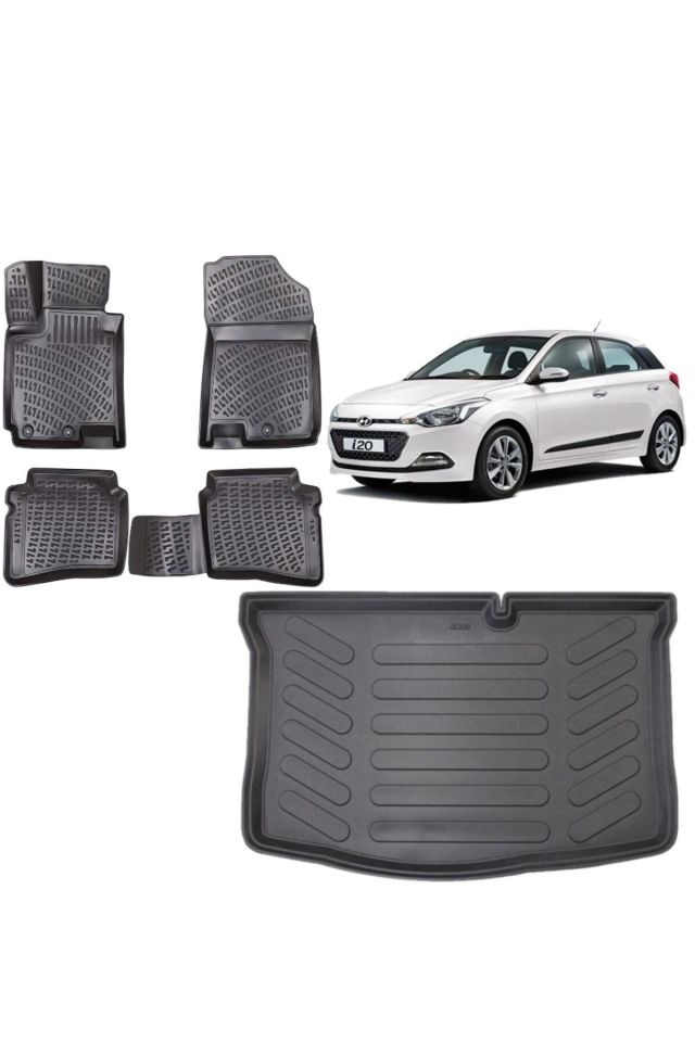 Hyundai i20 2016 Model 3D Bagaj Havuzu+3D Havuzlu Araca Özel Paspas Takımı