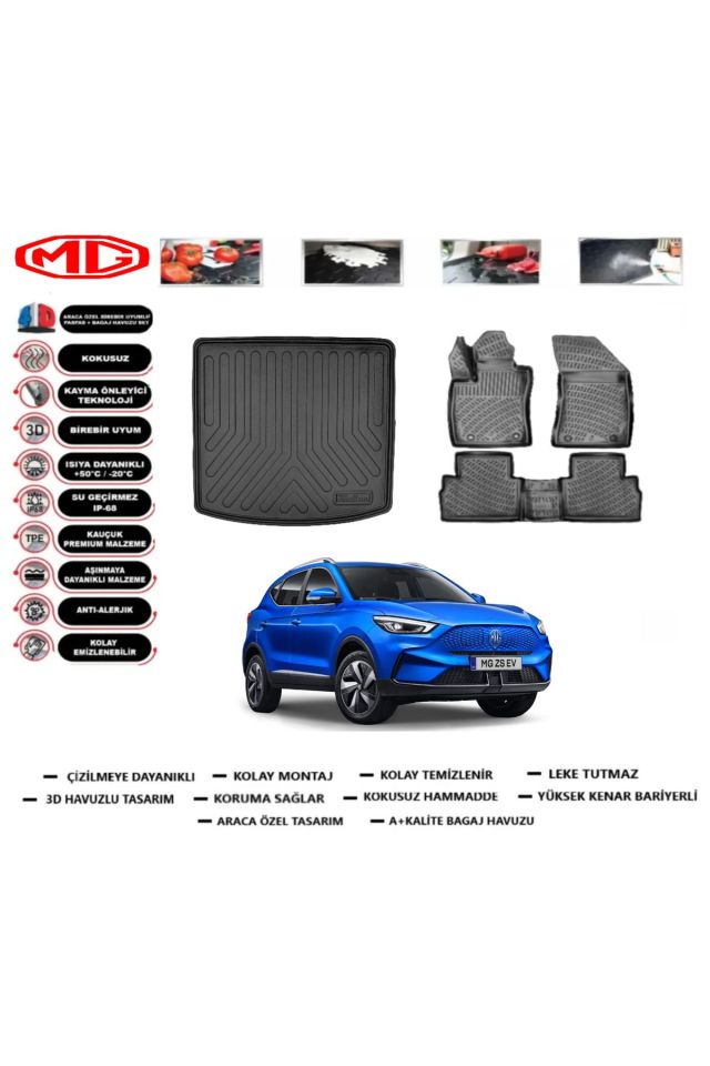 MG ZS EV (Elektirikli) 2024 Model Üst Bagaj Havuzu Araca Özel Paspas Takımı Prrox