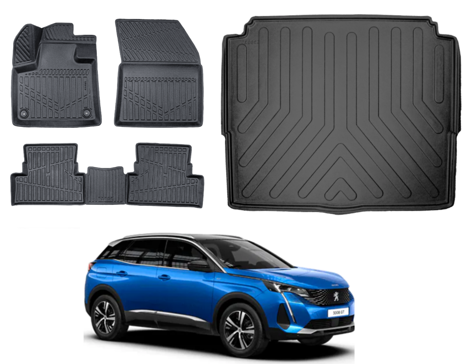 Peugeot 3008 2016 sonrası 3D Bagaj Havuzu+3D Araca Özel Paspas Takımı