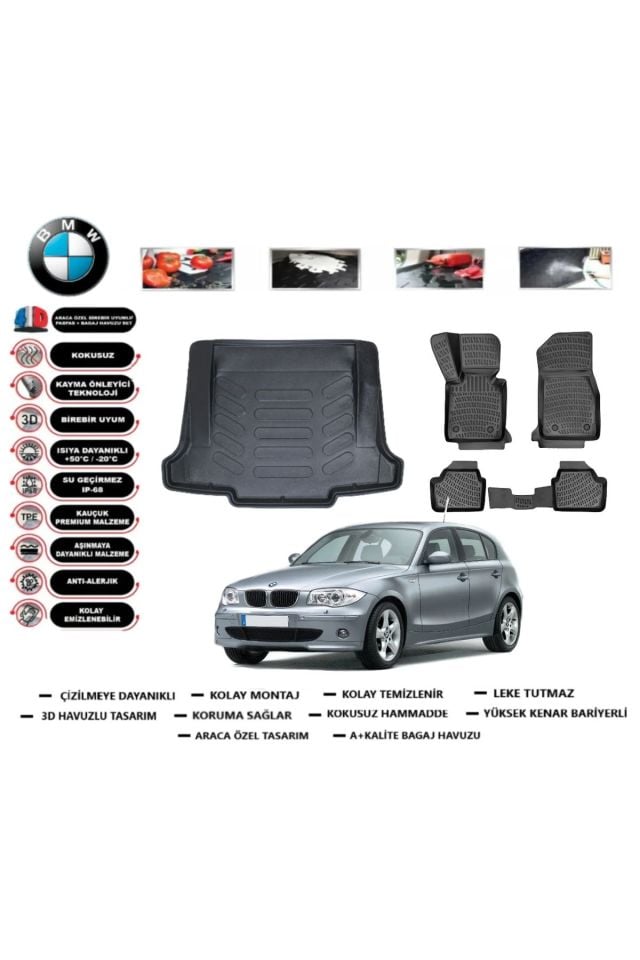 Bmw 1 serisi E87 2010 Model Bagaj Havuzu Araca Özel Paspas Takımı Flex