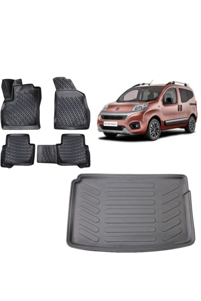 Fiat Fiorino 2008 Model Halı Zemin 3D Bagaj Havuzu+3D Havuzlu Araca Özel Paspas Takımı