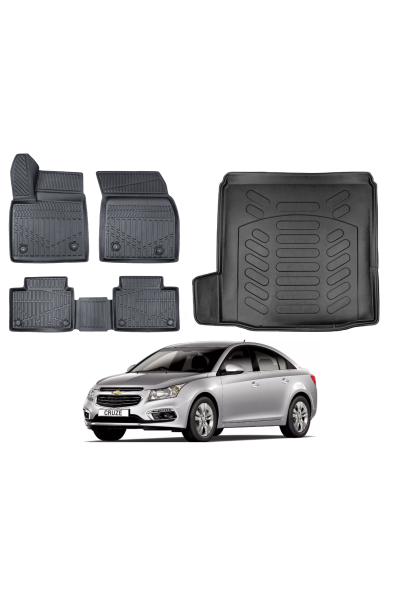 Cruze Sedan Tek Kulak 2009-2016 3D Bagaj Havuzu+3D Araca Özel Paspas Takımı Luxury Serisi