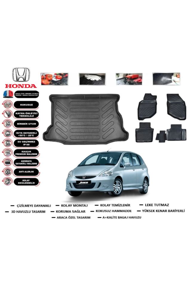Honda Jazz 2004 Model Bagaj Havuzu Araca Özel Paspas Takımı Flex