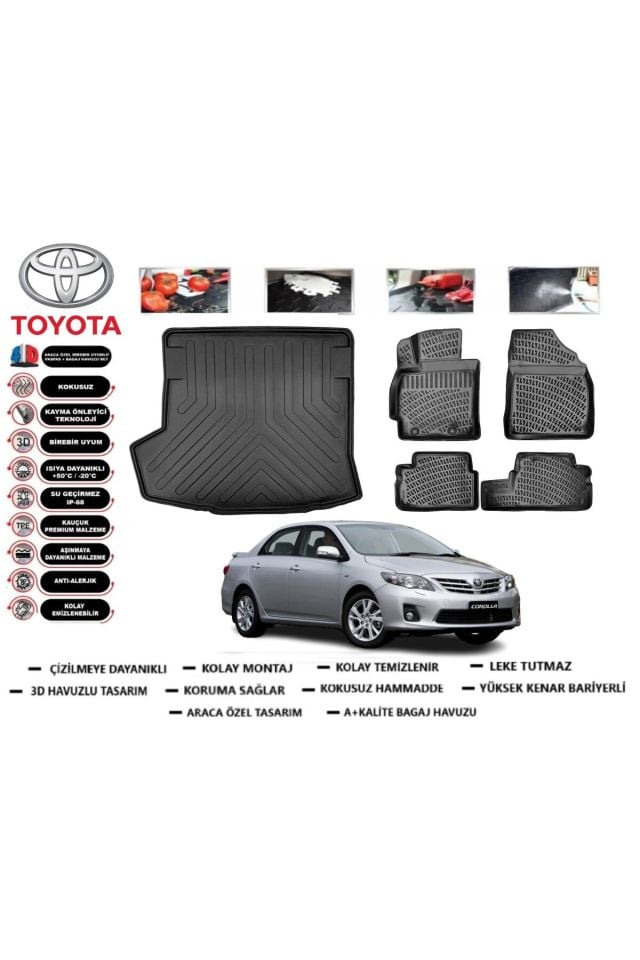 Toyota Corolla 2008 Model Bagaj Havuzu Araca Özel Paspas Takımı Prrox