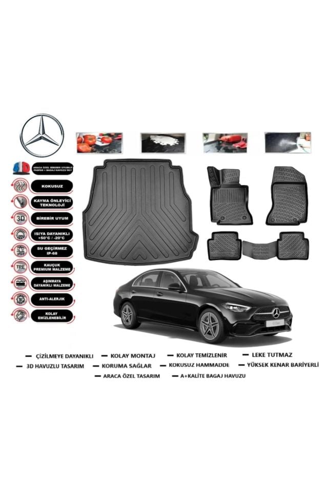 Mercedes C Serisi W206 2022 Model Bagaj Havuzu Araca Özel Paspas Takımı Prrox