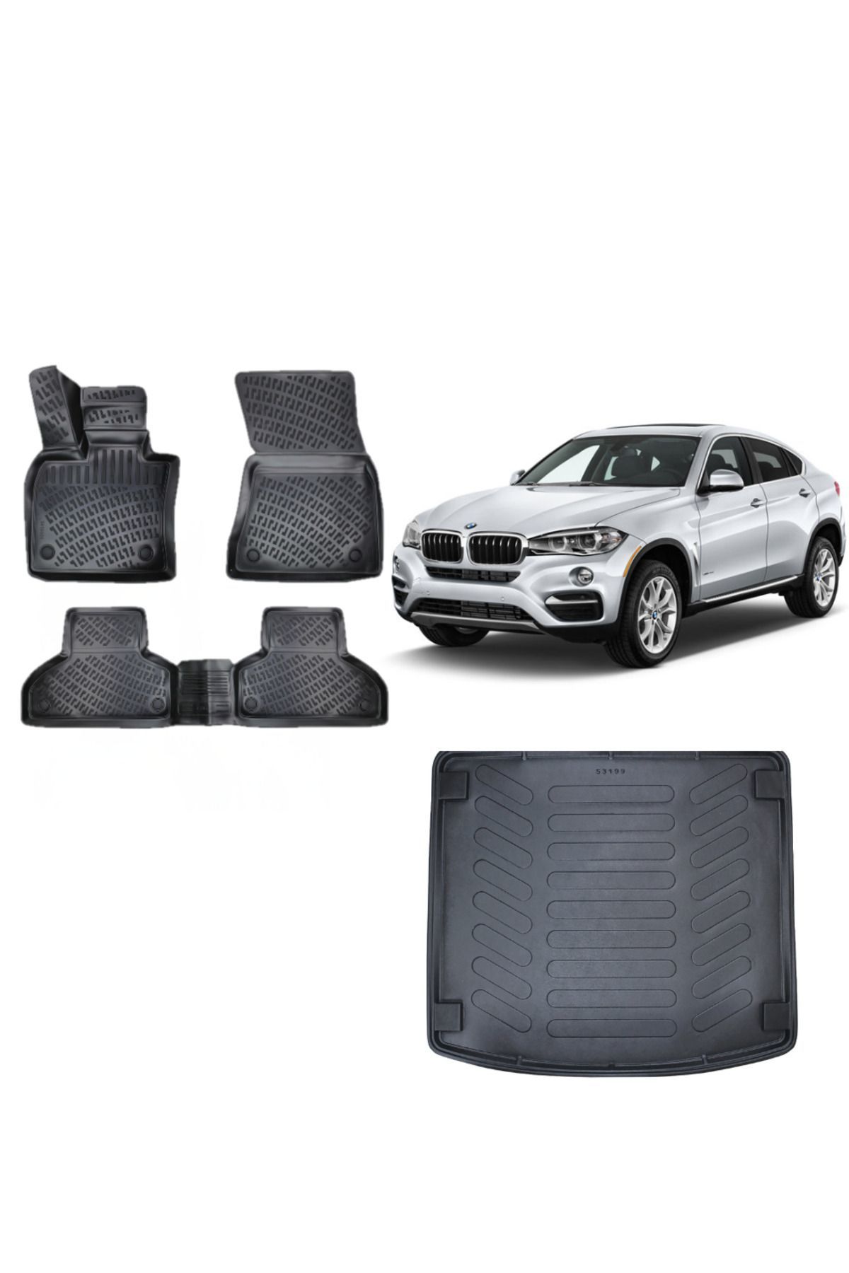 Bmw X6 2019 Model 3D Bagaj Havuzu+3D Havuzlu Araca Özel Paspas Takımı