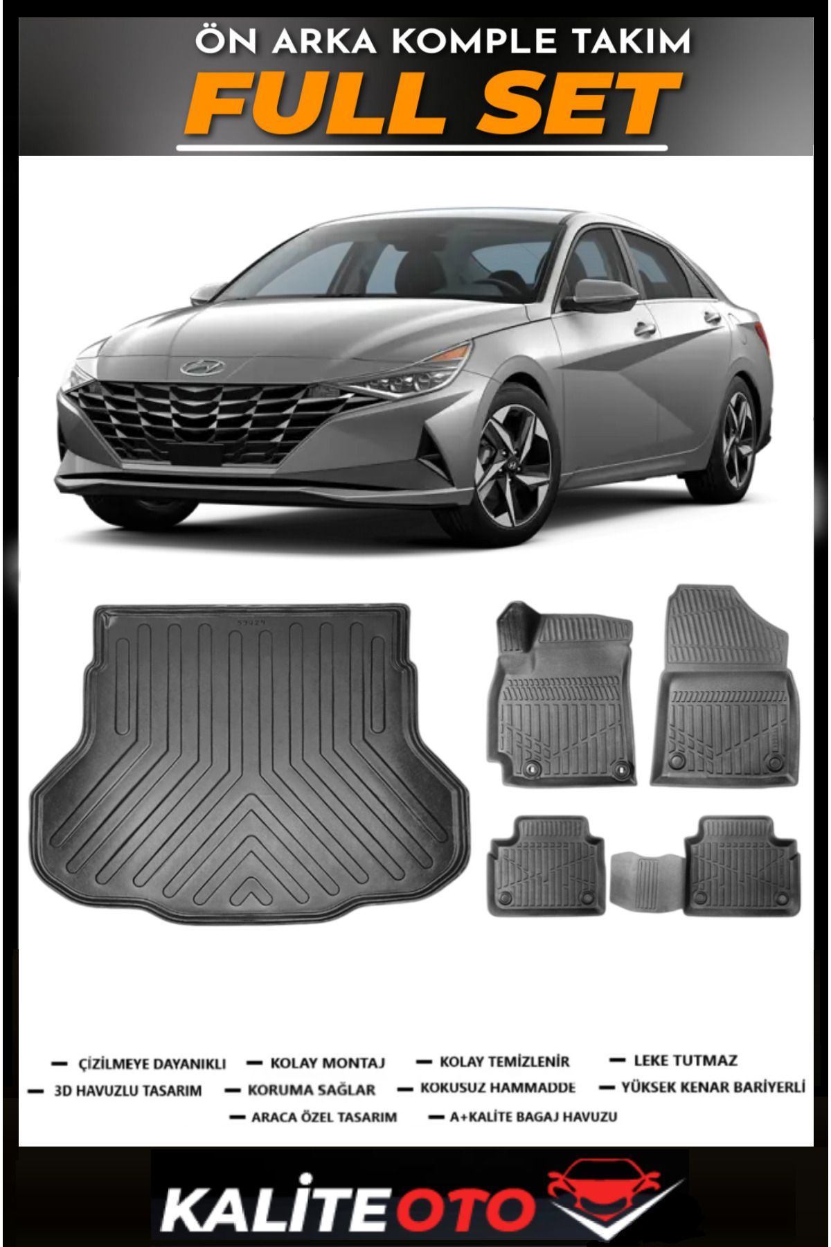 Hyundai Elantra Bagaj Havuzu+4.5D Havuzlu Paspas Seti 2022 Model