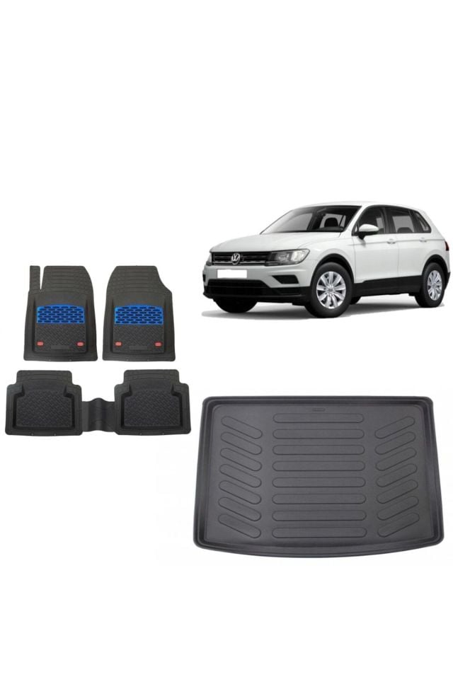 Volkswagen Tiguan 2016 Model Alt Kademe 3D Bagaj Havuzu+3D Havuzlu Safir Karbon Kromlu Paspas