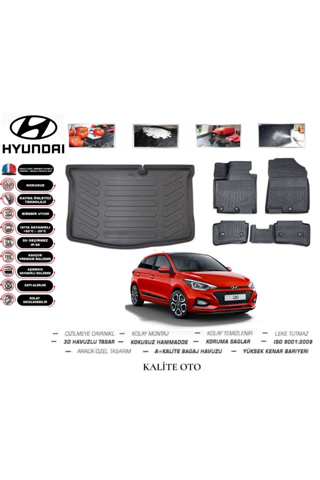 Hyundai i20 2015 Model 3D Bagaj Havuzu+4D Havuzlu Paspas Setii