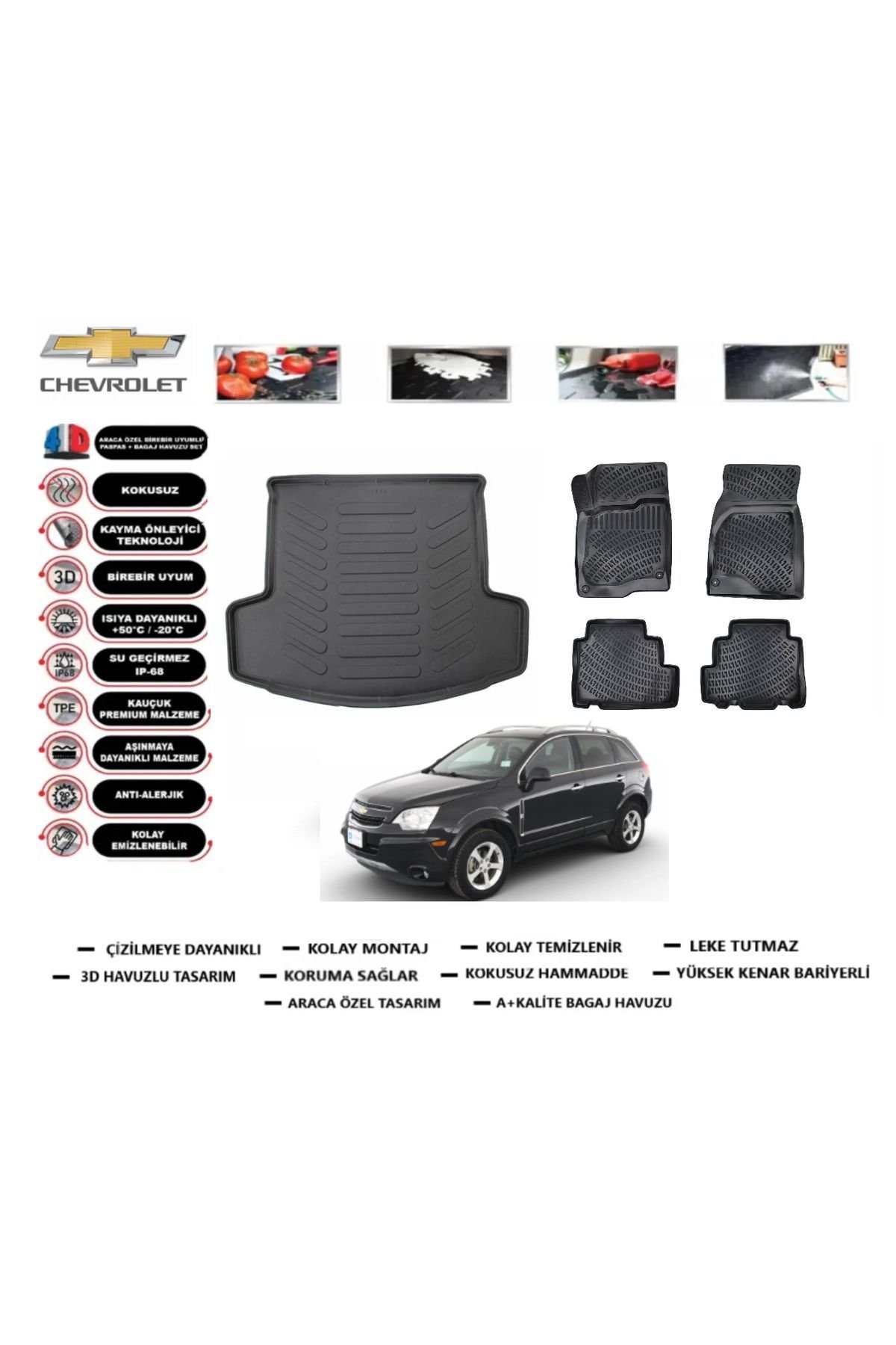 Chevrolet Captiva 2014 Model Bagaj Havuzu Araca Özel Paspas Takımı Prrox