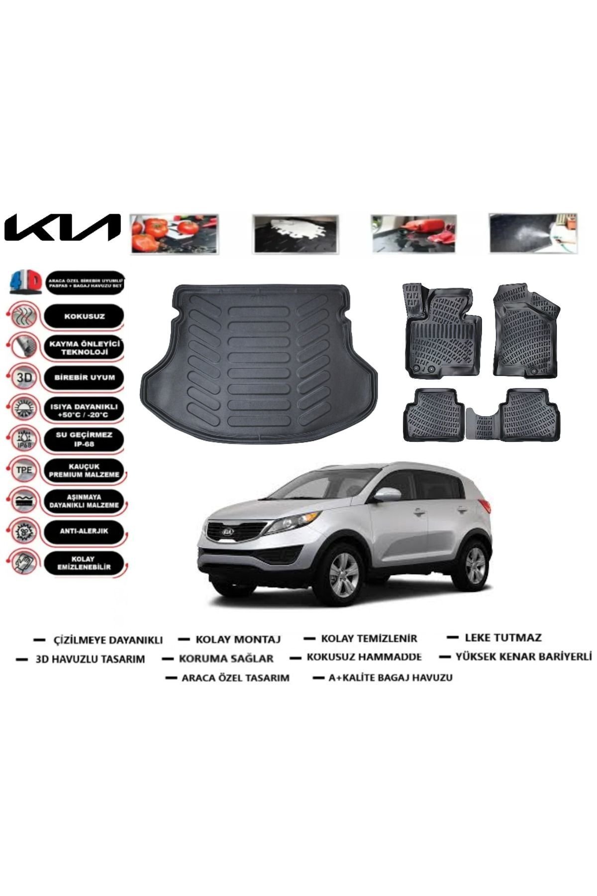 Kia Sportage 2013 Model Bagaj Havuzu Araca Özel Paspas Takımı Prrox