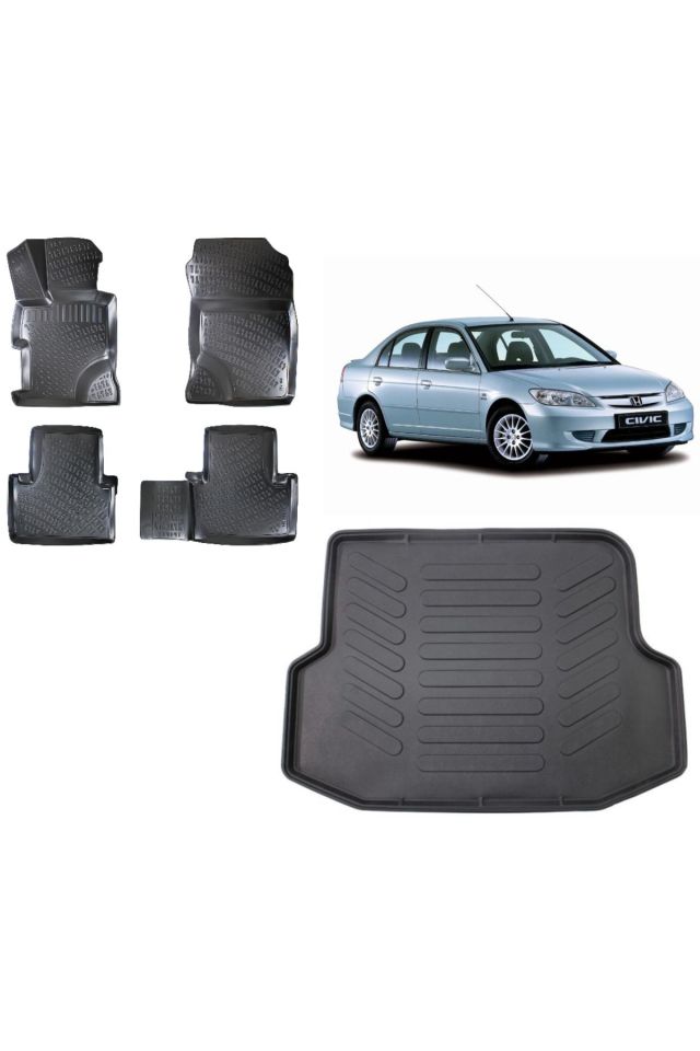 Honda Civic Sedan 2001 Model 3D Bagaj Havuzu+3D Havuzlu Araca Özel Paspas Takımı