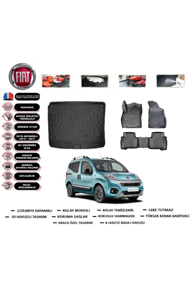 Fiat Fiorino 2020 Model Koltuklu Van Bagaj Havuzu Araca Özel Paspas Takımı Prrox