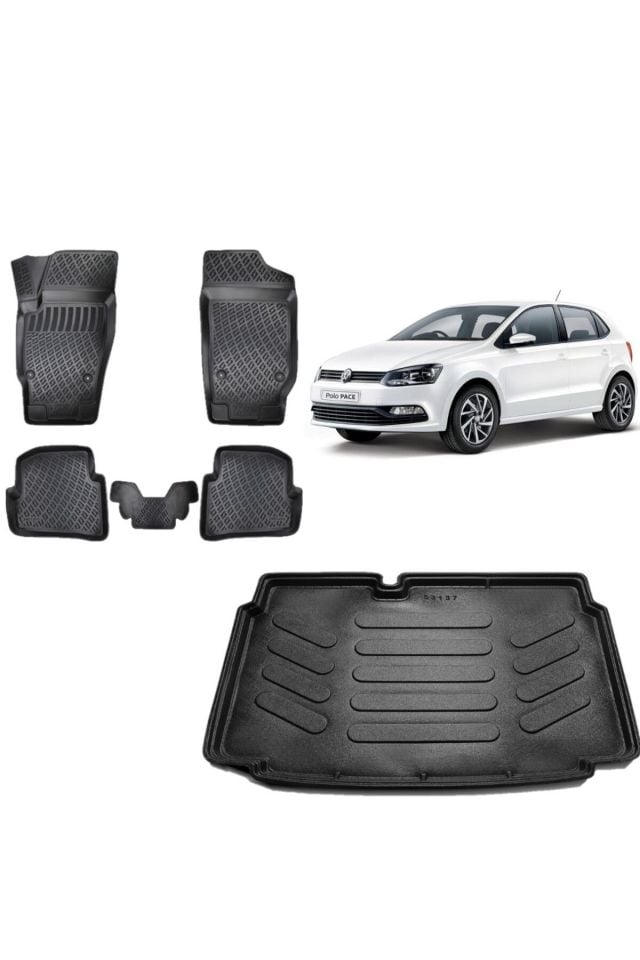 Volkswagen Polo 2012 Model Alt Kademe 3D Bagaj Havuzu+3D Havuzlu Araca Özel Paspas Takımı