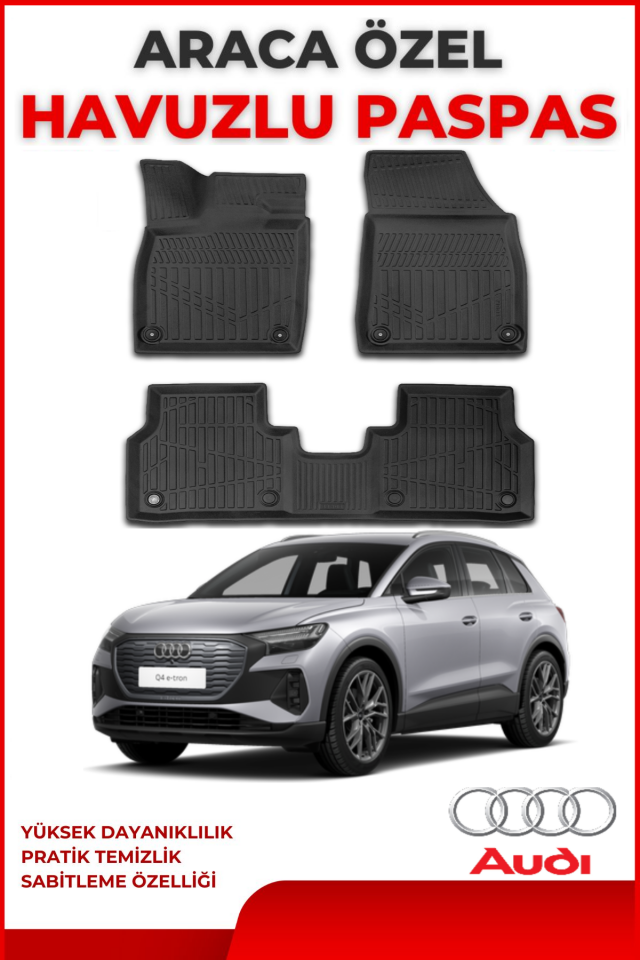 Audi Q4 E-TRON 2018 Sonrası 4.5D Plus Havuzlu Siyah Paspas Takımı Yumuşak