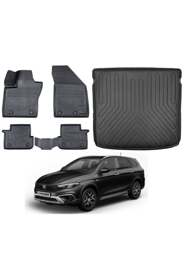 Fiat Egea Cross Wagon 2022 Model Üst Bagaj Havuzu+3D Araca Özel Paspas Takımı Luxury Serisi
