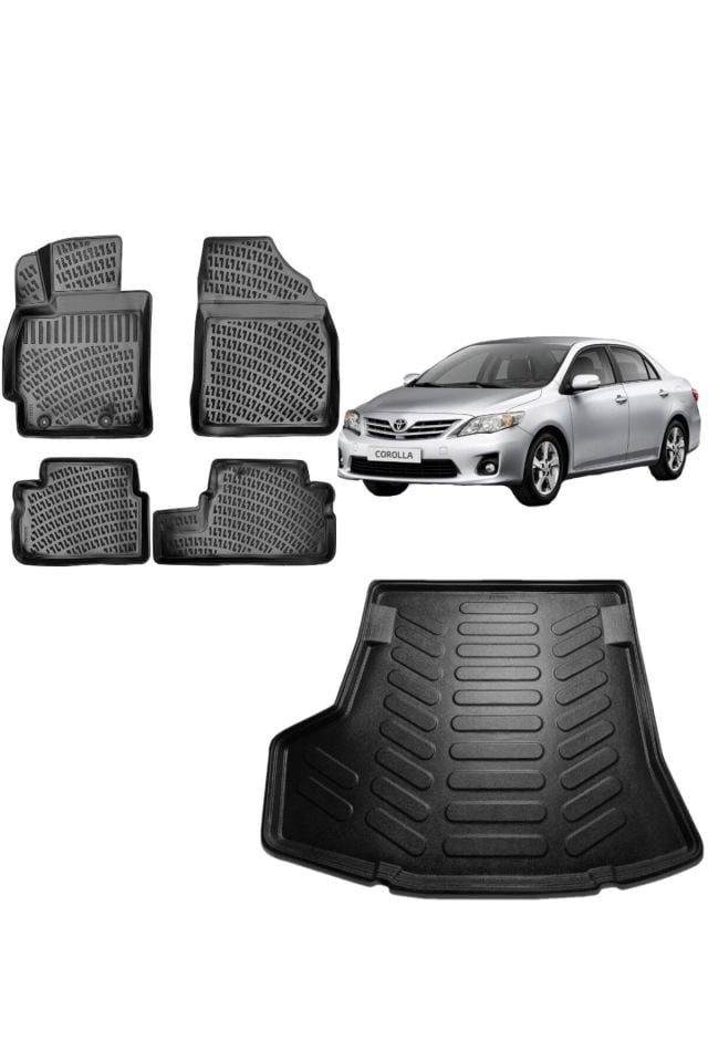 Toyota Corolla Sedan 2007 Model 3D Bagaj Havuzu+3D Havuzlu Araca Özel Paspas Takımı
