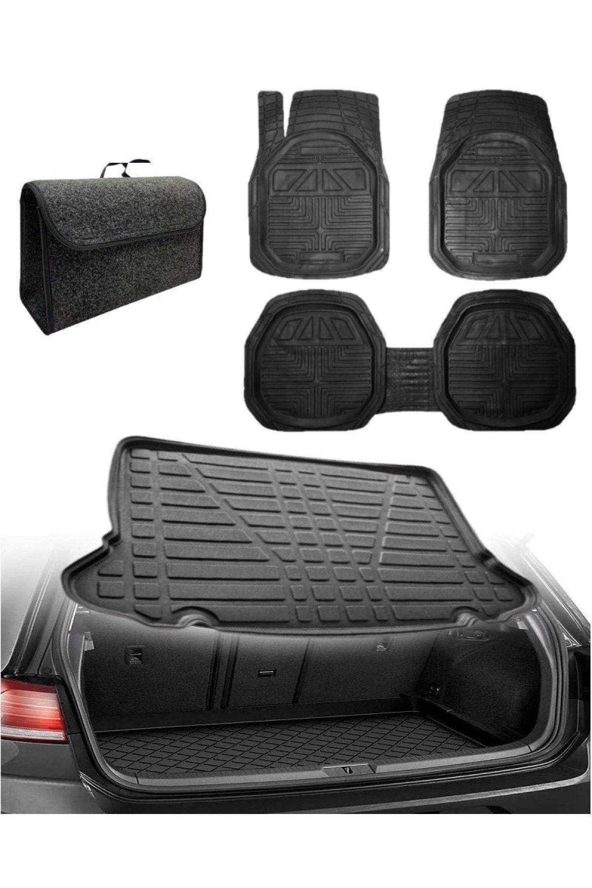 Honda Jazz 2002-2008 Uyumlu Kokusuz 3d Bagaj Havuzu+3d Extra Siyah Havuzlu Paspas
