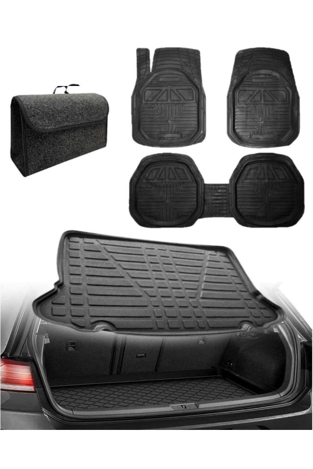 Honda Jazz 2002-2008 Uyumlu Kokusuz 3d Bagaj Havuzu+3d Extra Siyah Havuzlu Paspas
