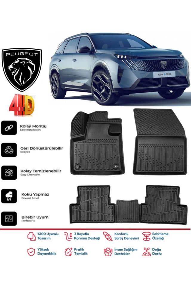 Peugeot 5008 2024 Ve Sonrası 4D Extra Havuzlu Paspas Pro Serisi Paspas Takımı Kokusuz