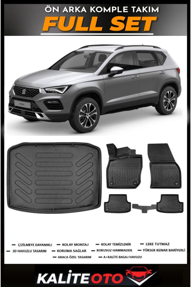 Seat Ateca 4x4 Bagaj Havuzu+4.5D Havuzlu Paspas Seti 2019 Model