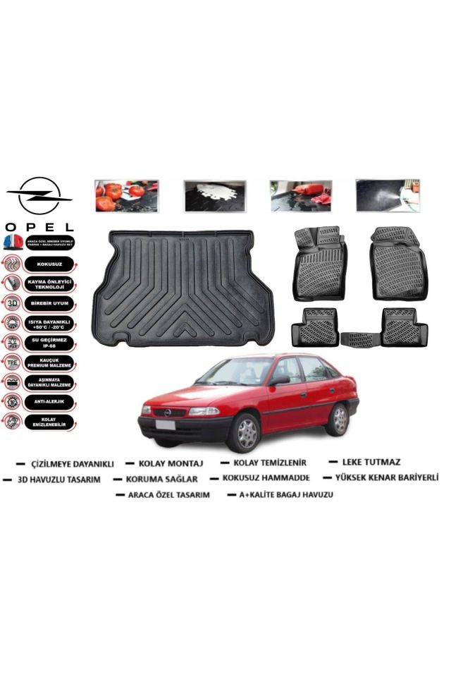 Opel Astra F Sedan 1992 Model Bagaj Havuzu Araca Özel Paspas Takımı Flex