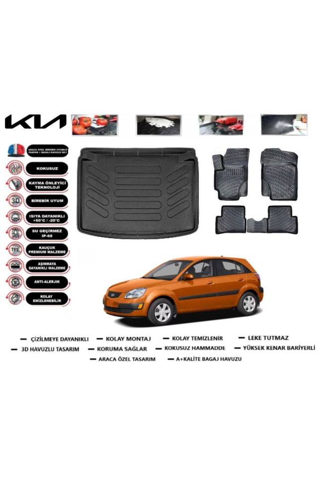 Kia Rio HB 2009 Model Bagaj Havuzu Araca Özel Paspas Takımı Prrox