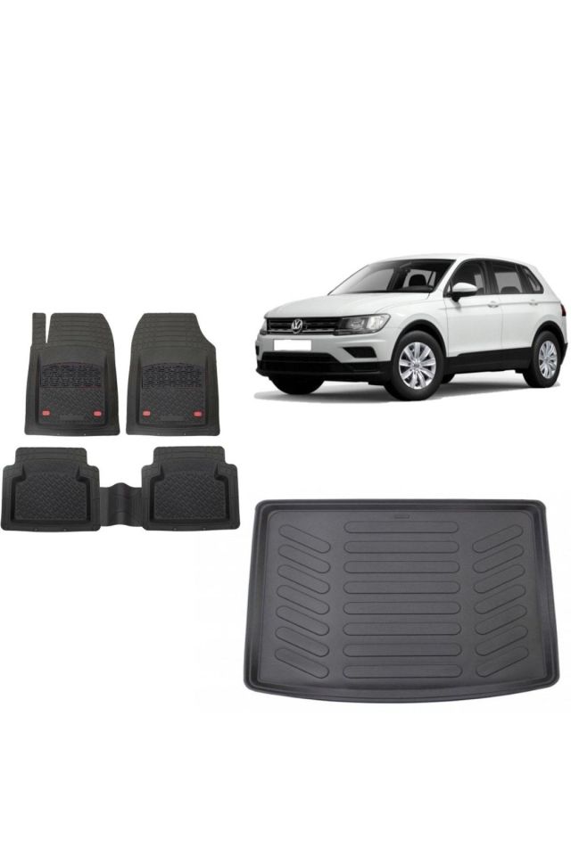 Volkswagen Tiguan 2022 Uyumlu Üst Kademe 3d Bagaj Havuzu+3d Havuzlu Paspas Takımı Safir Siyah
