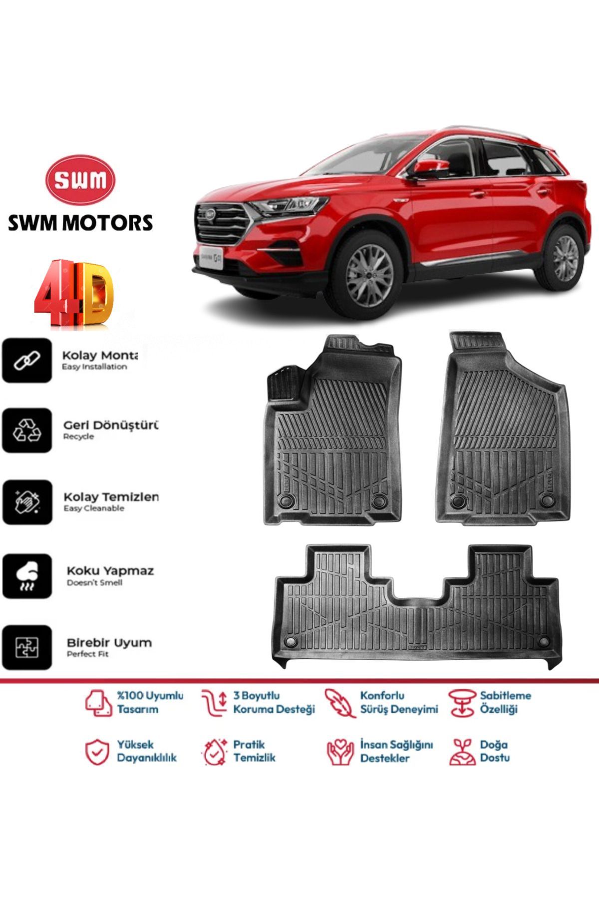 SWM G01 2024 Ve Sonrası 4D Extra Havuzlu Paspas Pro Serisi Paspas Takımı Kokusuz