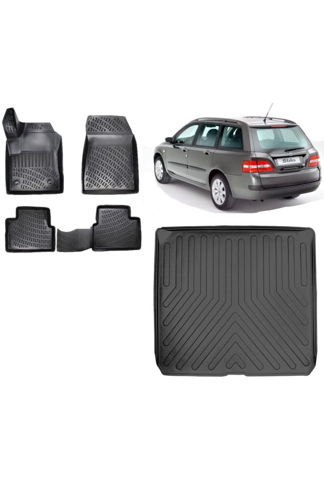 Fiat Stilo SW 2003 Model 3D Bagaj Havuzu+3D Havuzlu Araca Özel Paspas Takımı