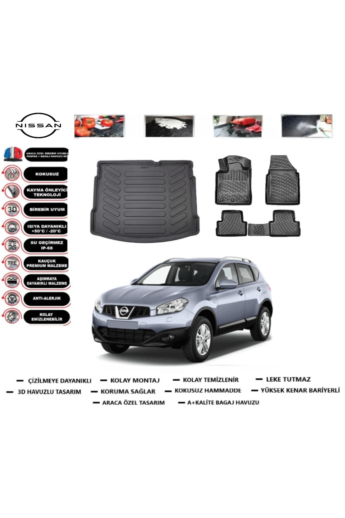 Nissan Qashqai 2008 Model Bagaj Havuzu Araca Özel Paspas Takımı Prrox