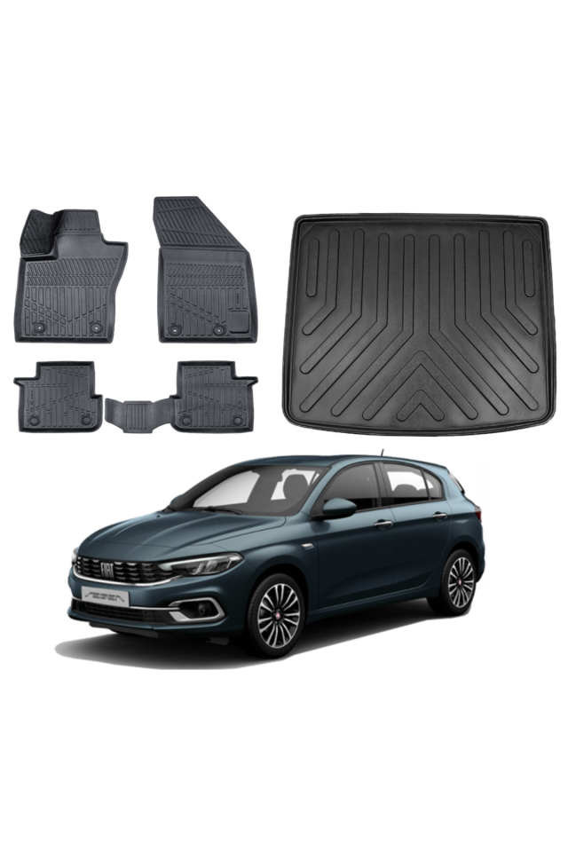 Fiat Egea Hatchback 2015 Sonrası 3D Bagaj Havuzu+3D Araca Özel Paspas Takımı Luxury Serisi