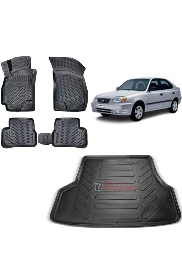 Hyundai Accent Admire 2002 Model 3D Bagaj Havuzu+3D Havuzlu Araca Özel Paspas Takımı