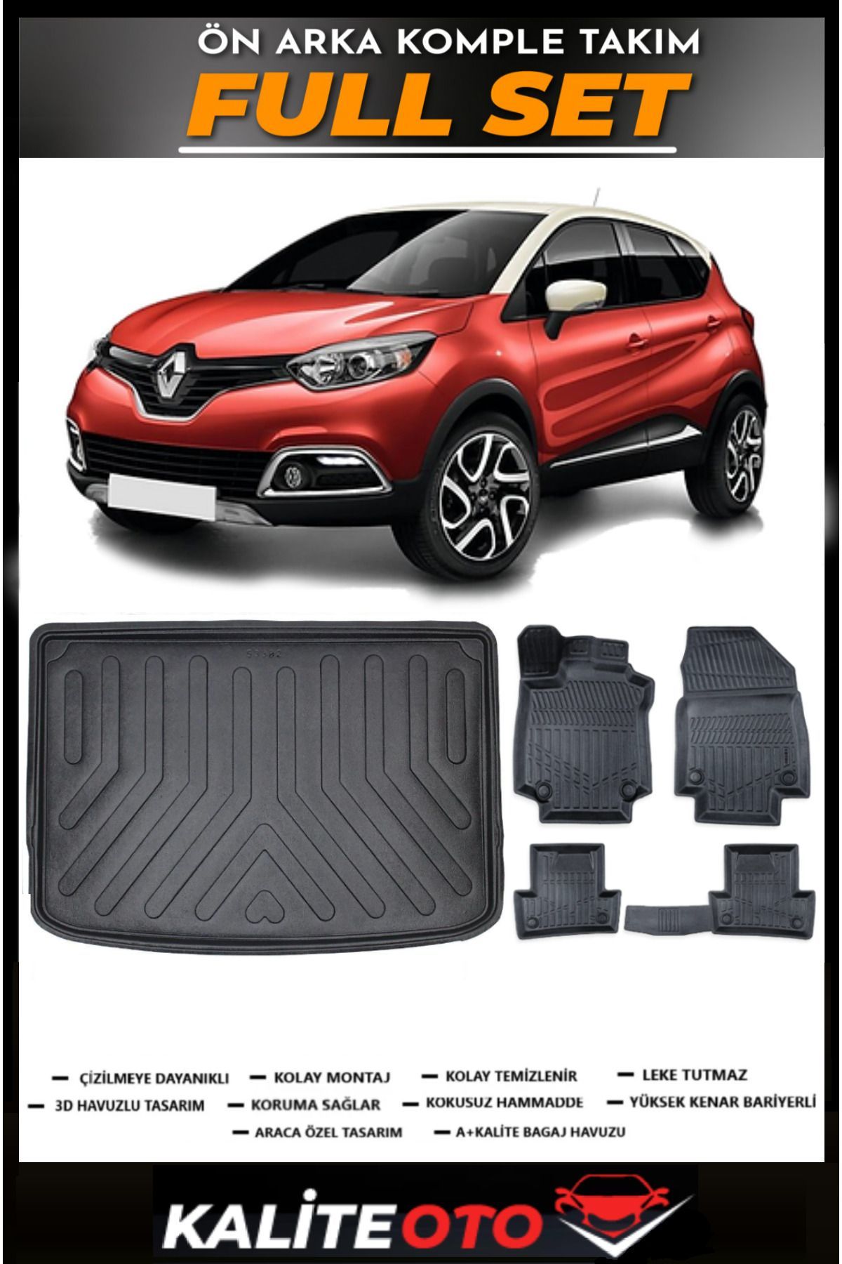 Renault Captur Bagaj Havuzu+4.5D Havuzlu Paspas Seti 2014 Model