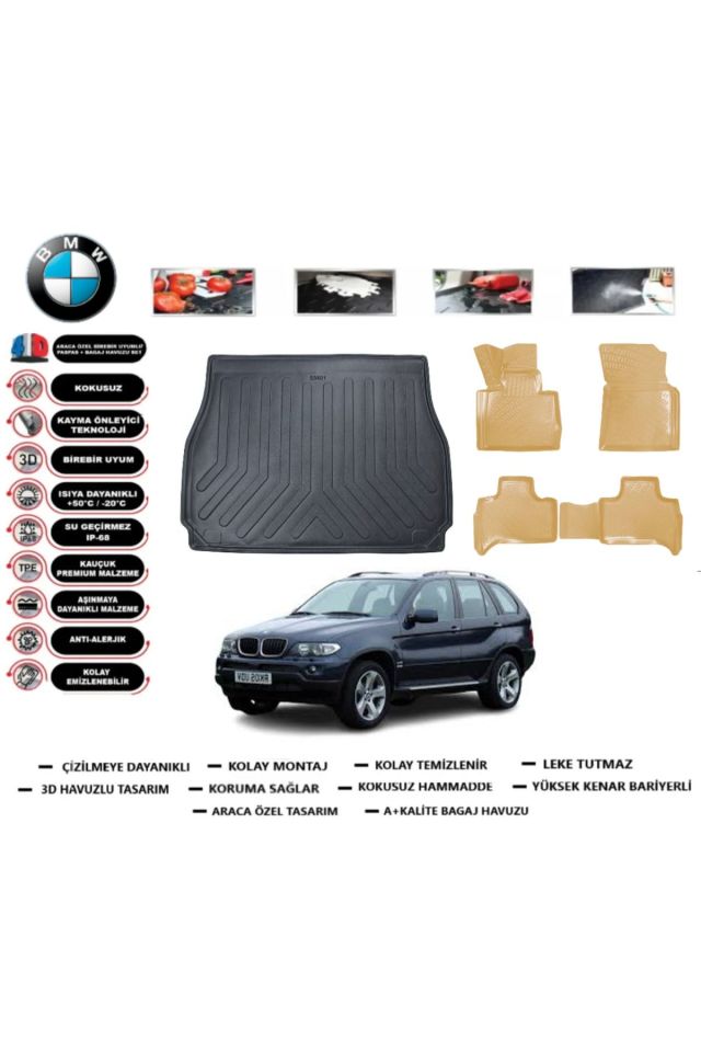 Bmw X5 1999 Model Bagaj Havuzu+Araca Özel Bej Paspas Takımı Flex
