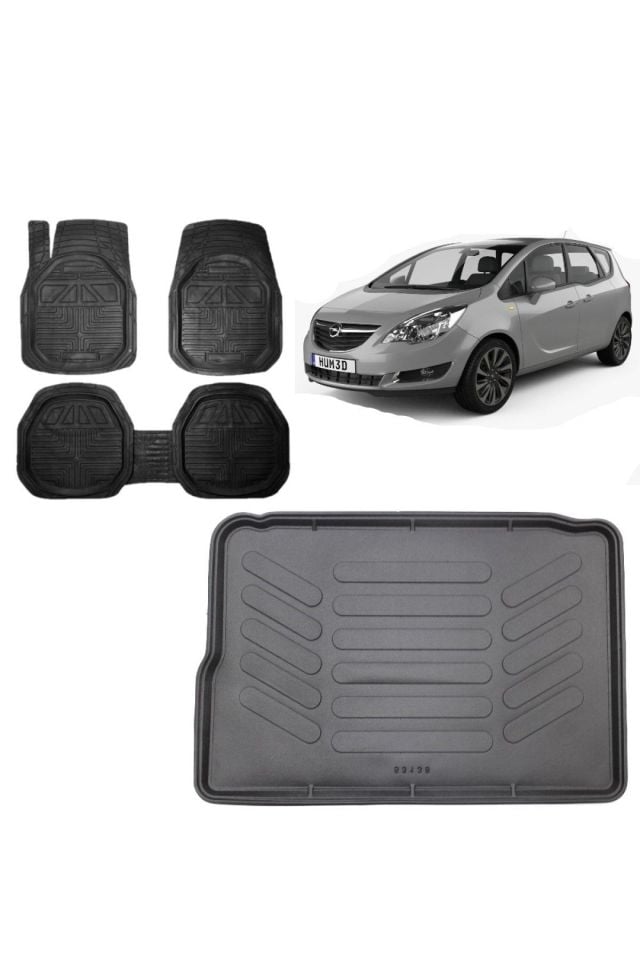 Opel Meriva B 2016 Model 3D Bagaj Havuzu+3D Havuzlu Araca Özel Paspas Takımı