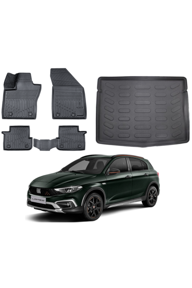 Fiat Egea Cross 2020 Sonrası 3D Bagaj Havuzu+3D Araca Özel Paspas Takımı Luxury Serisi