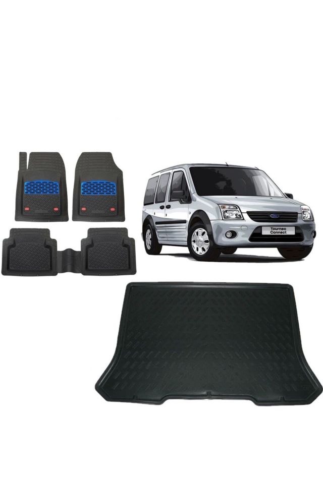 Ford Connect 2011 Model Cepli 3D Bagaj Havuzu+3D Havuzlu Safir Mavi Kromluu Paspas